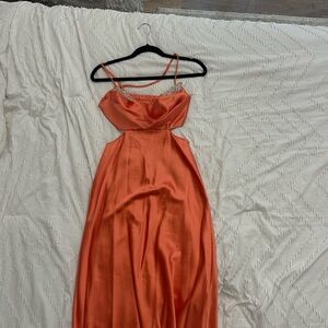 Hello Molly Vibrant Orange Backless Dress